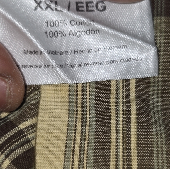 Eddie Bauer Shirt Men XXL Striped Button Up Brown Green Collared Long Sleeves - Picture 12 of 13